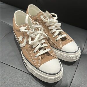Tan Converse Sneakers with White Accents